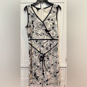 Black and white floral dress by Talbots V-neck zip back